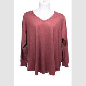 NWOT Torrid Classic Fit  Jersey V-Neck Long Sleeve Tee Dark Red Brown 3X